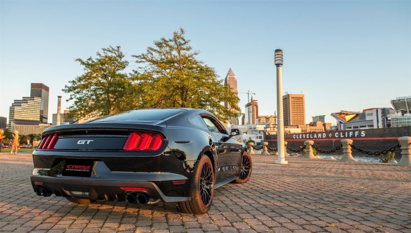 Corsa Performance 15-16 Ford Mustang GT 5.0 3in Cat Back Exhaust Black Quad Tips (Sport) 14337BLK Photo - Mounted
