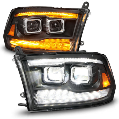 ANZO 09-18 Dodge Ram 1500/2500/3500 Full LED Proj Headlights w/Switchback Light Bar - Black 111595 111595 User 1