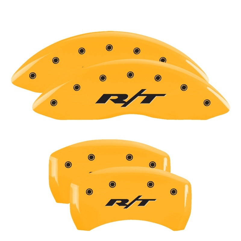 MGP 4 Caliper Covers Engraved Front & Rear RT1-Truck Yellow finish black ch 12162SRT1YL 12162SRT1YL Photo - Primary