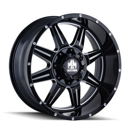 Mayhem 8100 Monstir 20x9 / 6x135 BP / 0mm Offset / 106mm Hub Black w/ Milled Spokes Wheel 8100-2937M 8100-2937M Photo - Primary