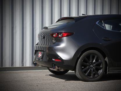 aFe 19-22 Mazda 3 L4 2.5L Takeda 3in to 2-1/2in 304 SS Axle-Back Exhaust w/ Blue Flame Tip 49-37023-L 49-37023-L Photo - Mounted