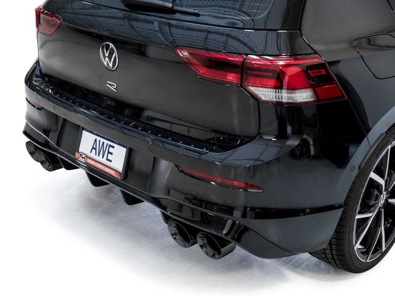 AWE Tuning AWE MK8 Volkswagen Golf R 3in Track Edition Quad Exhaust - Diamond Black Tips 3020-43658 3020-43658 Photo - Mounted