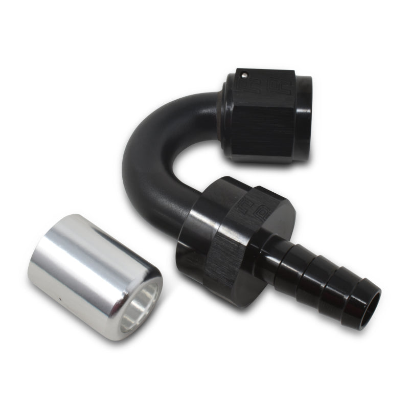 Russell Hose End #6 Crimp On Swivel 150 Degree Black & Clr 610503 Photo - out of package