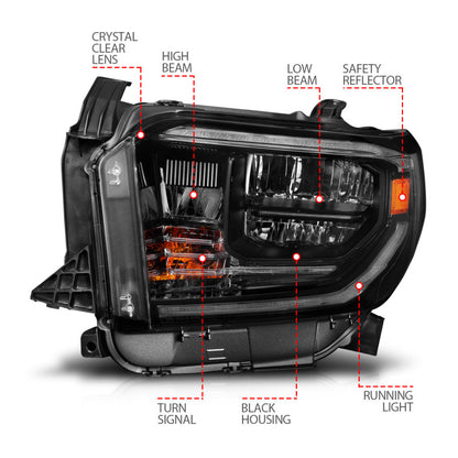 ANZO 2014-2021 Toyota Tundra LED Crystal Headlights w/ Switchback Black Housing w/ DRL 111533 111533 Photo - Unmounted