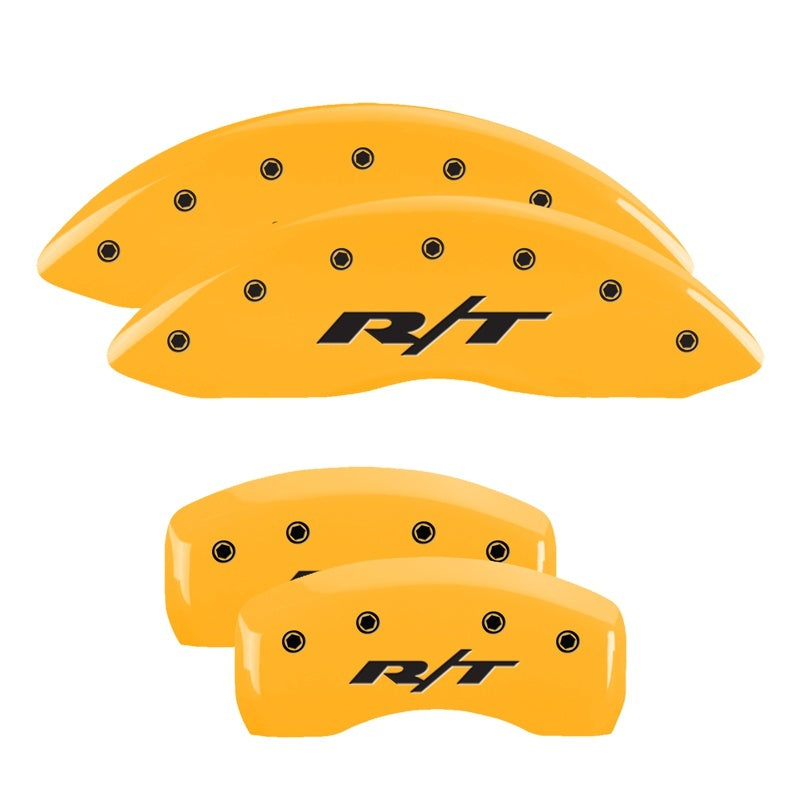 MGP 4 Caliper Covers Engraved Front & Rear RT Yellow finish black ch 12192SRT1YL 12192SRT1YL Photo - Primary