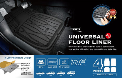 3D MAXpider 777-1 Universal Kagu Black Mat 4pcs (Size: L Front L 28in x W 21in Rear L 20in x 21in) 2099L-09-FR4 2099L-09-FR4 Photo - Mounted