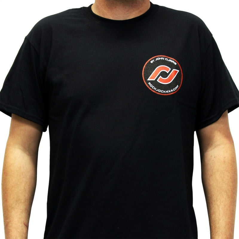 RockJock T-Shirt w/ Patch Logo on Front and Large Logo on Back Black Large RJ-711004-L