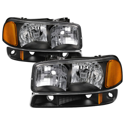 SPYDER xTune GMC Sierra 99-06 /Yukon 00-06 Crystal Headlights & Bumper Lights - Black HD-JH-GS99-AM-SET-BK 9037474 9037474 Photo - Primary