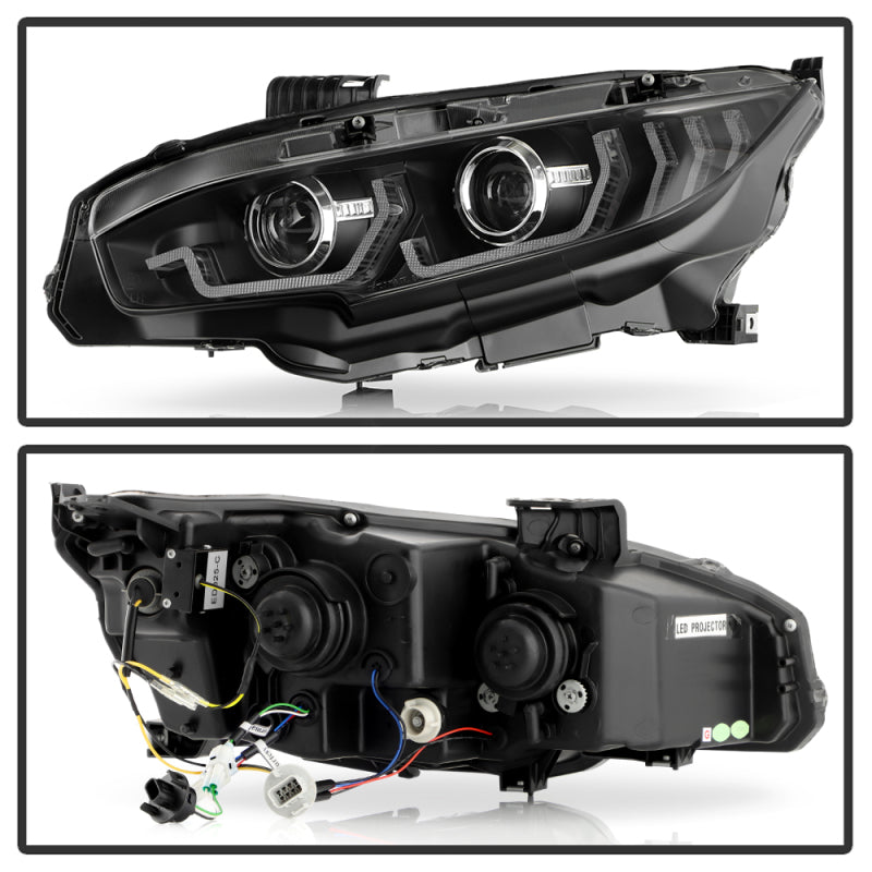 SPYDER Honda Civic 16-20 LED Model High-Power LED Module Headlights - Black (PRO-YD-HC16LEDAP-SEQGR-BK) 5088932 5088932 User 1