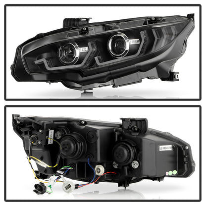SPYDER Honda Civic 16-20 LED Model High-Power LED Module Headlights - Black (PRO-YD-HC16LEDAP-SEQGR-BK) 5088932 5088932 User 1