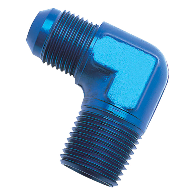 Russell Performance -16 AN to 1in NPT 90 Degree Flare to Pipe Adapter (Blue) 660910 660910 Photo - Primary