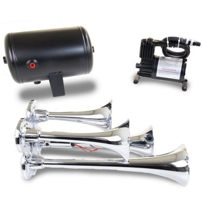 Kleinn Air Horns Kleinn Chrome Quad Horn Kit w/ 130 PSI Air Compressor / 1.0 gal Air Tank HK4 HK4 Photo - Primary