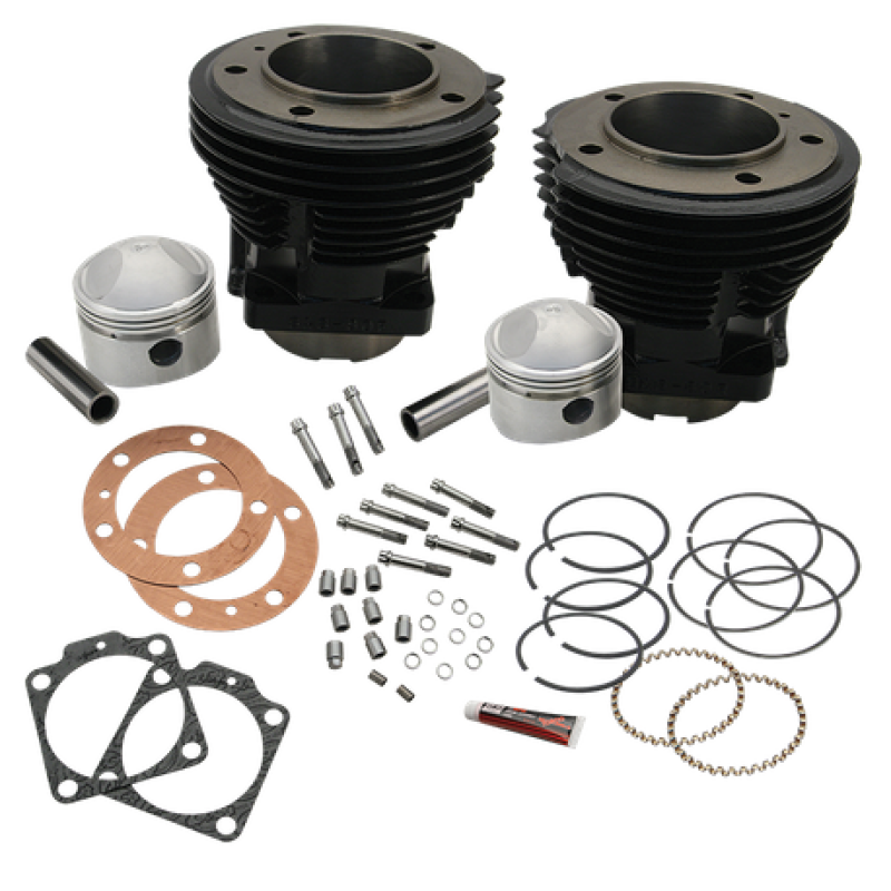 S&S Cycle 66-84 3-7/16in x Up To 4-3/4in Stroke Cylinder Kit - Gloss Black 91-9017