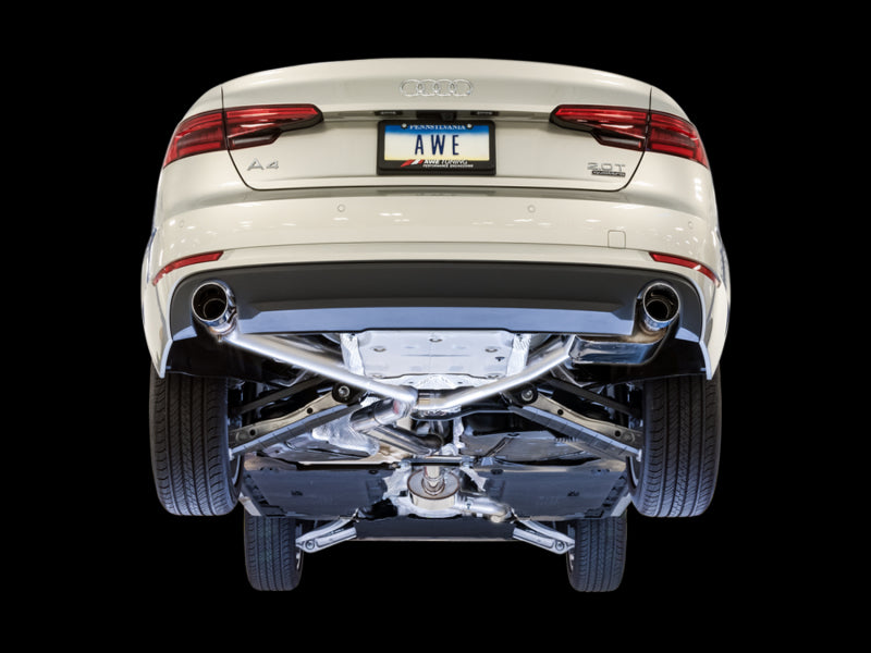AWE Tuning Audi B9 A4 SwitchPath Exhaust Dual Outlet - Chrome Silver Tips (Includes DP and Remote) 3025-32014 3025-32014 Photo - Mounted