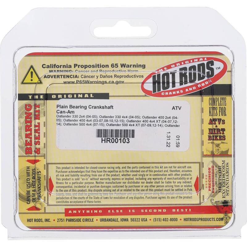 Hot Rods 03-07/09-10/12-15 Can-Am Outlander 400 4x4 400cc Plain Bearing Crankshaft HR00103 HR00103 Photo - Primary