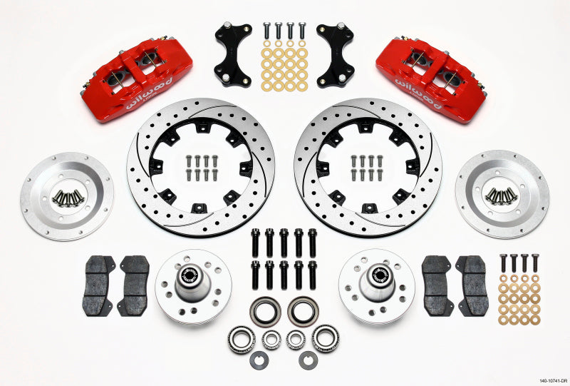 Wilwood Dynapro 6 Front Hub Kit 12.19in Drilled Red WWE ProSpindle 140-10741-DR 140-10741-DR Photo - Primary