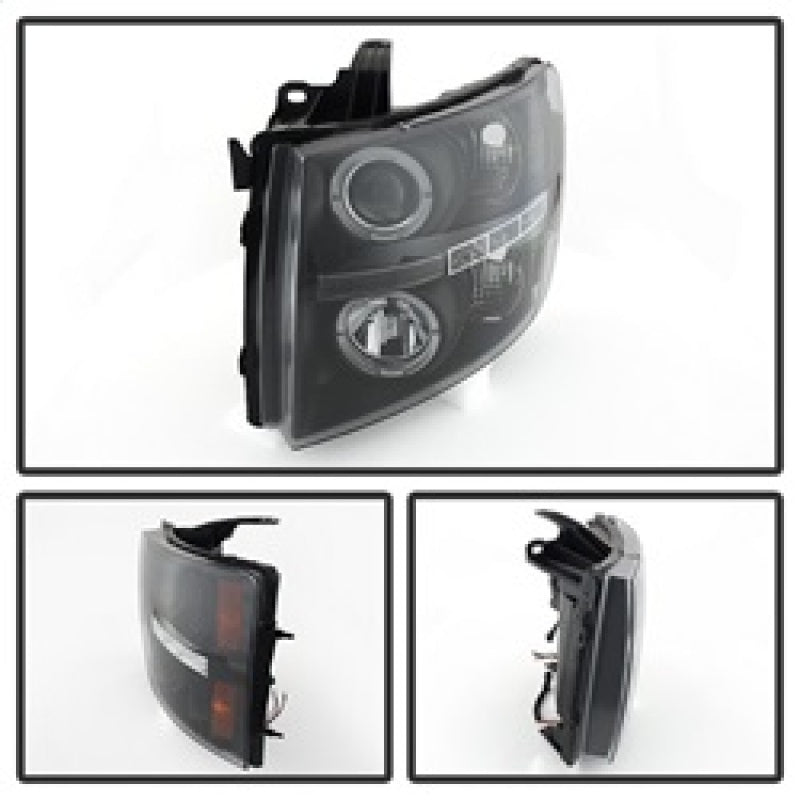 Spyder Chevy Silverado 1500 07-13 Projector Headlights LED Halo LED Blk PRO-YD-CS07-HL-BK 5009494 5009494 Photo - Unmounted