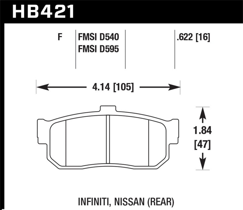 Hawk Street HPS Brake Pads Rear Infiniti G20 Base 1991-1996 HB421F.622 Photo - Primary