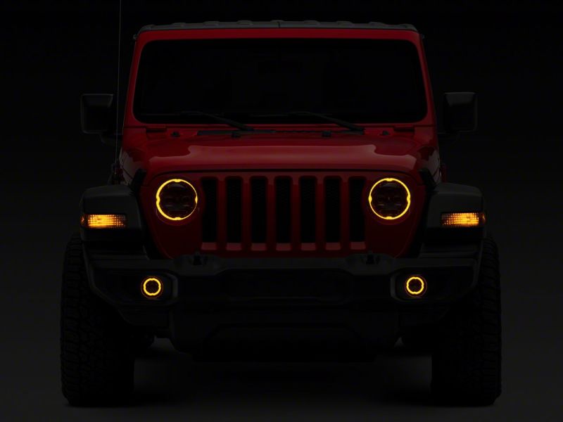 Raxiom 18-23 Jeep Wrangler JL Axial Series 9-In Angel Eye LED Headlights- Blk Housing (Clear Lens) J177416 J177416 Photo - Close Up
