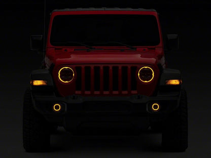Raxiom 18-23 Jeep Wrangler JL Axial Series 9-In Angel Eye LED Headlights- Blk Housing (Clear Lens) J177416 J177416 Photo - Close Up