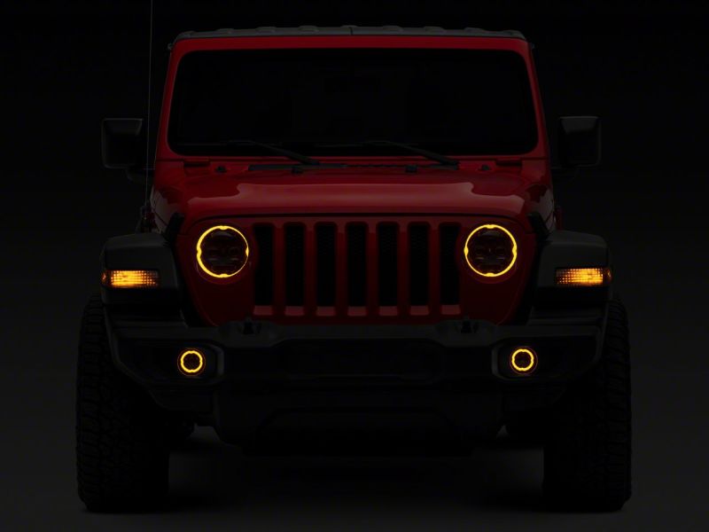 Raxiom 18-23 Jeep Wrangler JL Axial Series 9-In Angel Eye LED Headlights- Blk Housing (Clear Lens) J177416