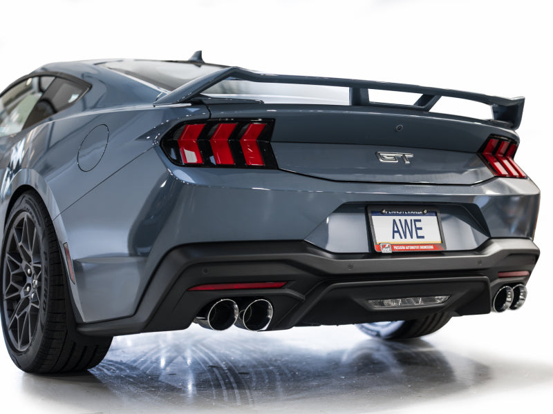 AWE Tuning AWE 2024 Ford Mustang GT Fastback S650 RWD SwitchPath Catback Exhaust w/ Quad Chrome Silver Tips 3025-42650 3025-42650 Photo - Mounted