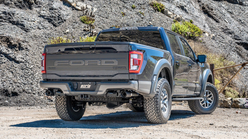 Borla 21-23 Ford Raptor 3in Connection Pipe 4.5in Tip - Carbon Fiber Black Anodized 60727CFBA 60727CFBA Photo - lifestyle view