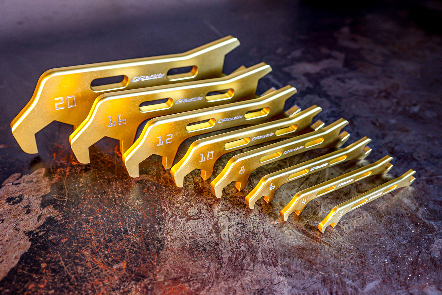 GReddy Angled AN Wrenches - Gold Anodized