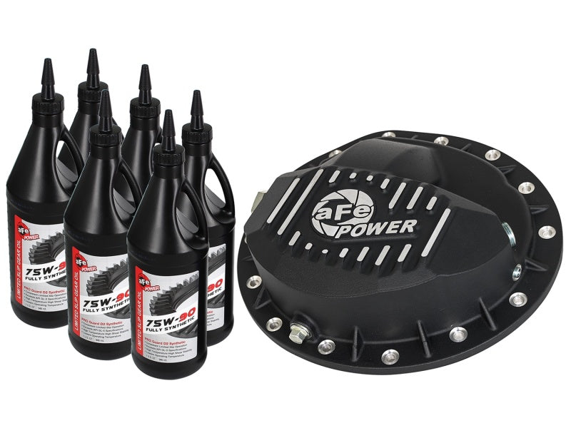 aFe Pro Series Rear Differential Cover Kit Black w/Machined Fins, Gear Oil 46-70362-WL Photo - Primary