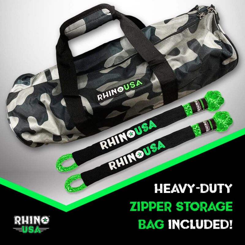 Rhino USA 7/8In X 30Ft Kinetic Rope Recovery Kit W/Soft Shackles (Green) RG-KRKIT78X30-GRN RG-KRKIT78X30-GRN User 2