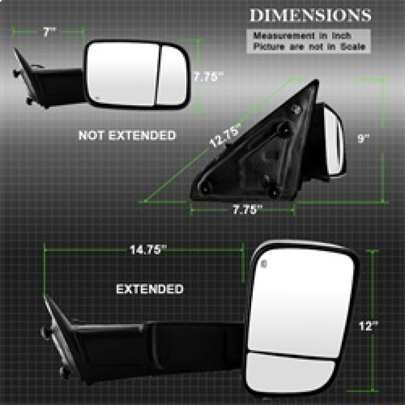 SPYDER Xtune Dodge Ram 1500 09-12 Power Heated Adjust Mirror Black HoUSing Right MIR-DRAM09S-PWH-R 9935602 9935602 Photo - Unmounted