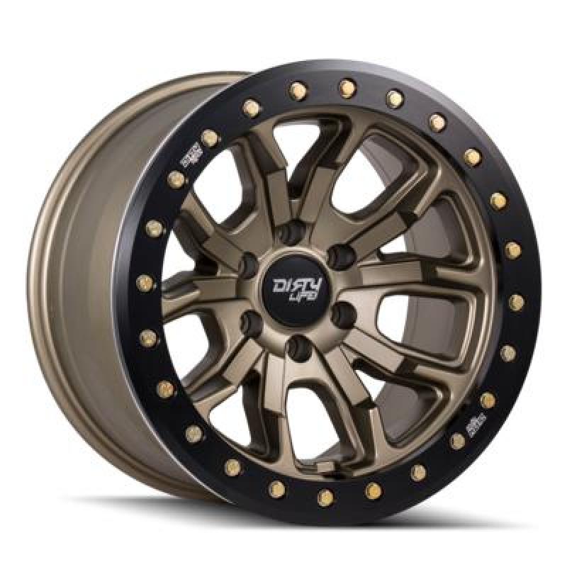 Dirty Life 9303 DT-1 17x9 / 5x127 BP / -12mm Offset / 78.1mm Hub Satin Gold Wheel - Beadlock 9303-7973MGD12