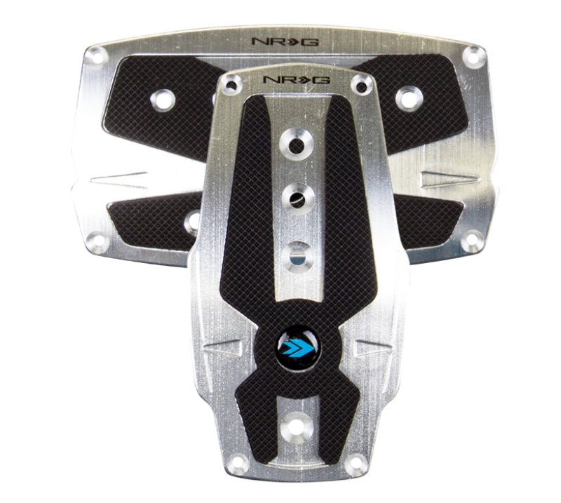 NRG Brushed Silver Aliminum Sport Pedal w/ Black Rubber Inserts AT PDL-250SL Photo - Primary