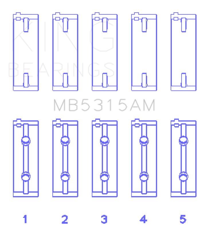 King Engine Bearings King Mitsubishi 4G63T/4G64 (Size 0.25) Main Bearing Set MB5315AM0.25 MB5315AM0.25 Photo - Primary