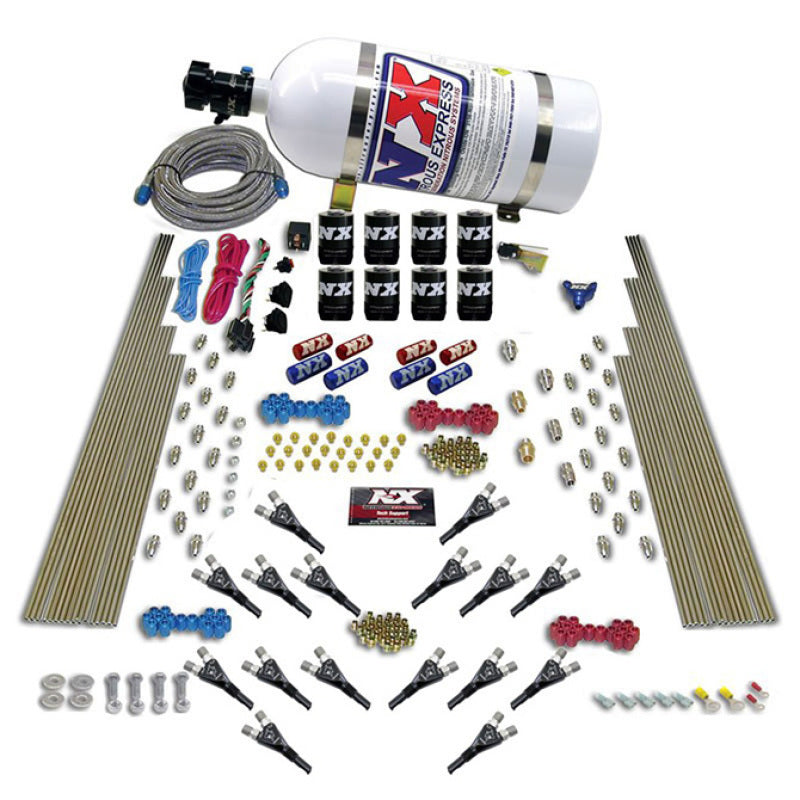 Nitrous Express Shark Dual Stage/Gas 16 Nozzles 8 Solenoids Nitrous Kit (200-1200HP) w/10lb Bottle 90008-10 90008-10 Photo - Primary