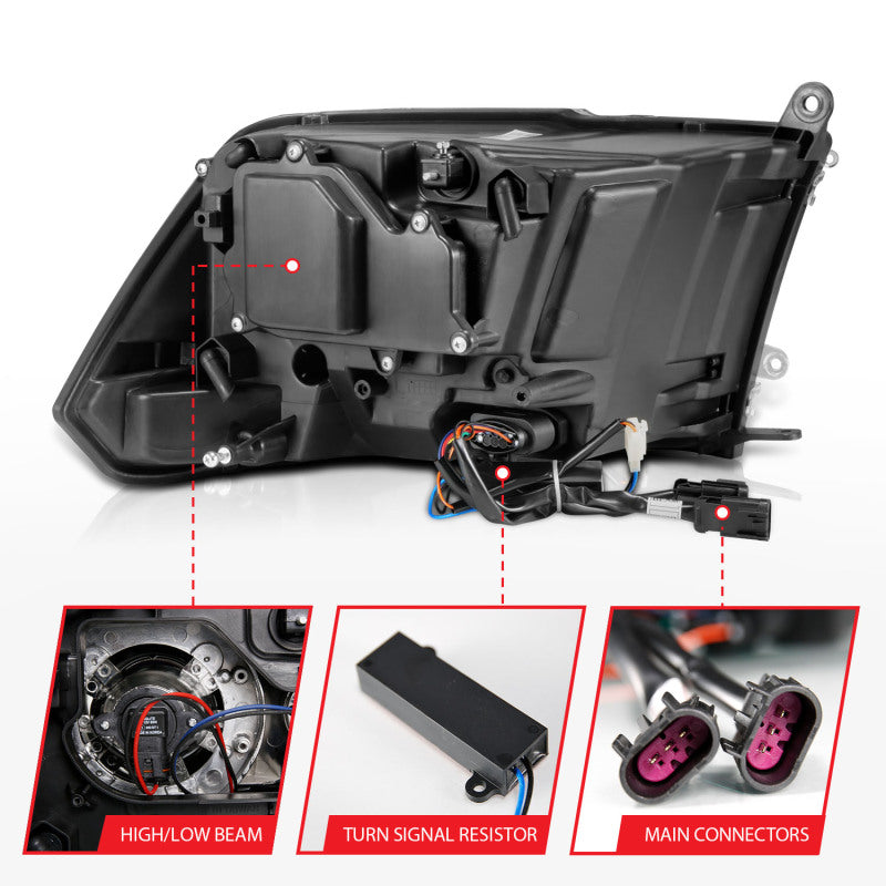 ANZO 2009-2018 Dodge Ram 1500 Projector Headlights Plank Style Halo w/Switchback Matte Black 111489 111489 User 4