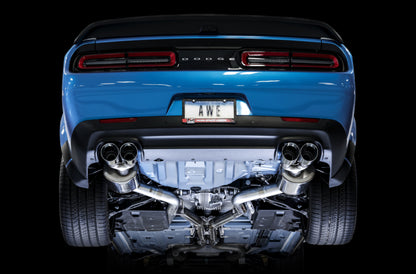 AWE Tuning 2015+ Dodge Challenger 6.4L/6.2L Non-Resonated Touring Edition Exhaust - Quad Silver Tips 3020-42074 3020-42074 Photo - Mounted