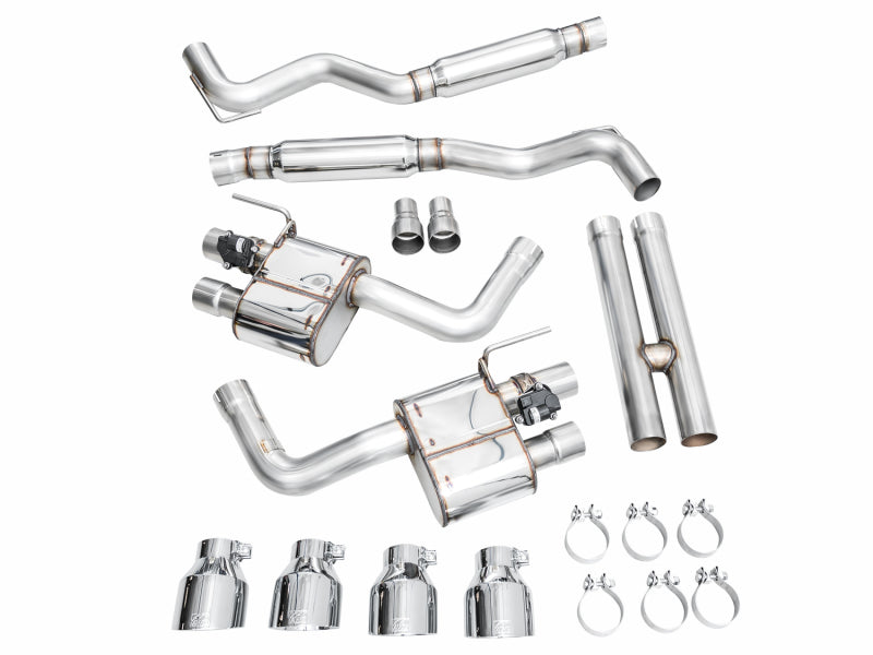 AWE Tuning AWE 2024 Ford Mustang Dark Horse S650 RWD SwitchPath Catback Exhaust w/ Quad Chrome Silver Tips 3025-42375 3025-42375 Photo - out of package