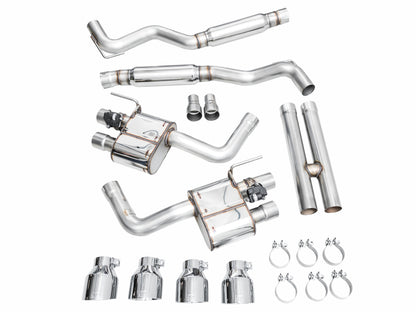 AWE Tuning AWE 2024 Ford Mustang Dark Horse S650 RWD SwitchPath Catback Exhaust w/ Quad Chrome Silver Tips 3025-42375 3025-42375 Photo - out of package