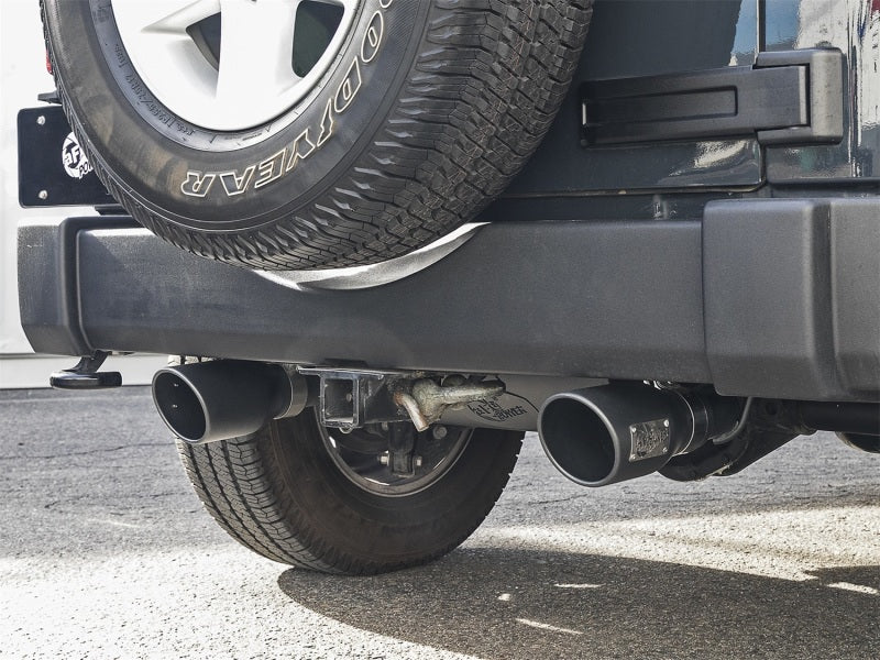 aFe Rebel Series 2.5in 409 Stainless Steel Cat-Back Exhaust System 49-48062-B Photo - Mounted