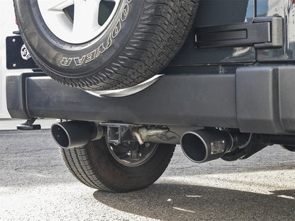 aFe Rebel Series 2.5in 409 Stainless Steel Cat-Back Exhaust System 49-48062-B Photo - Mounted