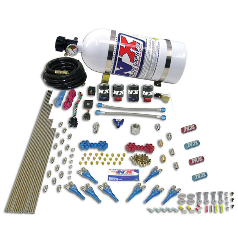 Nitrous Express Street Shark Gas 4 Solenoids Nitrous Kit (100-150-250HP) w/15lb Bottle 90100-15 90100-15 Photo - Primary