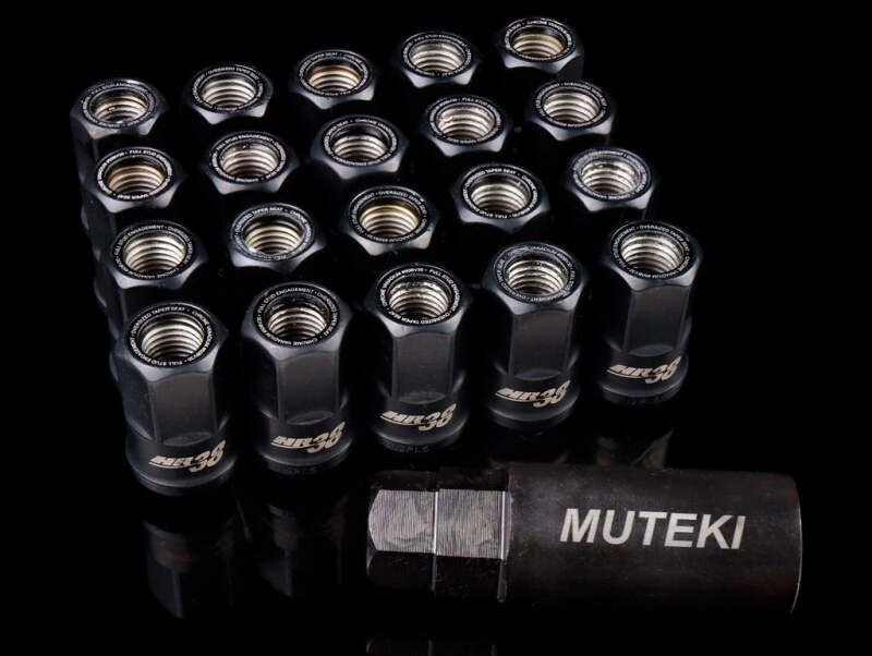 Wheel Mate Muteki HR38 Open End Lug Nuts 12x1.50 Black / Black Ring HR3806BB HR3806BB User 1