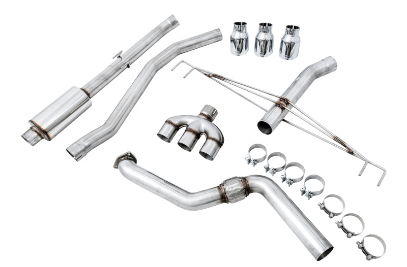 AWE Tuning 2017+ Honda Civic Type R Track Edition Exhaust w/Front Pipe & Triple Chrome Silver Tips 3020-52000 3020-52000 Photo - out of package