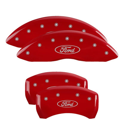 MGP Caliper Covers (Set of 4)- Engraved Front & Rear Oval Logo/Ford Red 10229SFRDRD Photo - Primary
