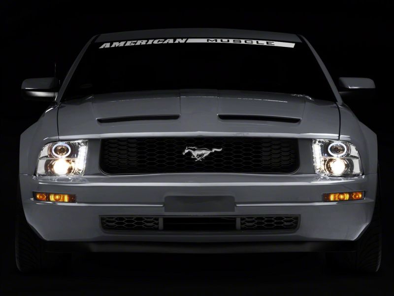 Raxiom 05-09 Ford Mustang Excluding GT500 LED Halo Projector Headlights- Chrome Housing (Clear Lens) 49006 49006 Photo - Close Up