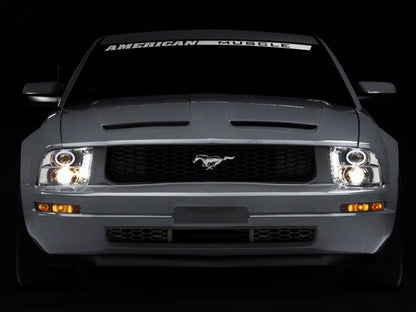 Raxiom 05-09 Ford Mustang Excluding GT500 LED Halo Projector Headlights- Chrome Housing (Clear Lens) 49006 49006 Photo - Close Up