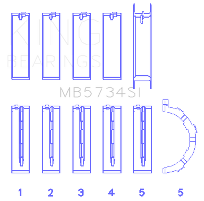 King Engine Bearings King Ford 302 Cid Coyote (Size +0.5mm) Main Bearing Set MB5734SI0.5 MB5734SI0.5 Photo - Primary