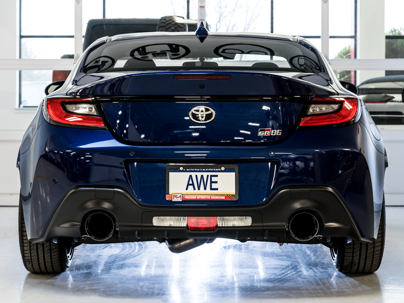 AWE Tuning AWE Subaru BRZ/ Toyota GR86/ Toyota 86 Touring Edition Cat-Back Exhaust- Diamond Black Tips 3015-33486 3015-33486 Photo - Mounted