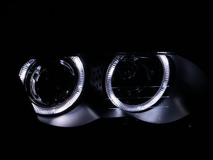 Anzo 1999-2001 BMW 3 Series E46 Projector Headlights w/ Halo Black (CCFL) 121261 Photo - Mounted